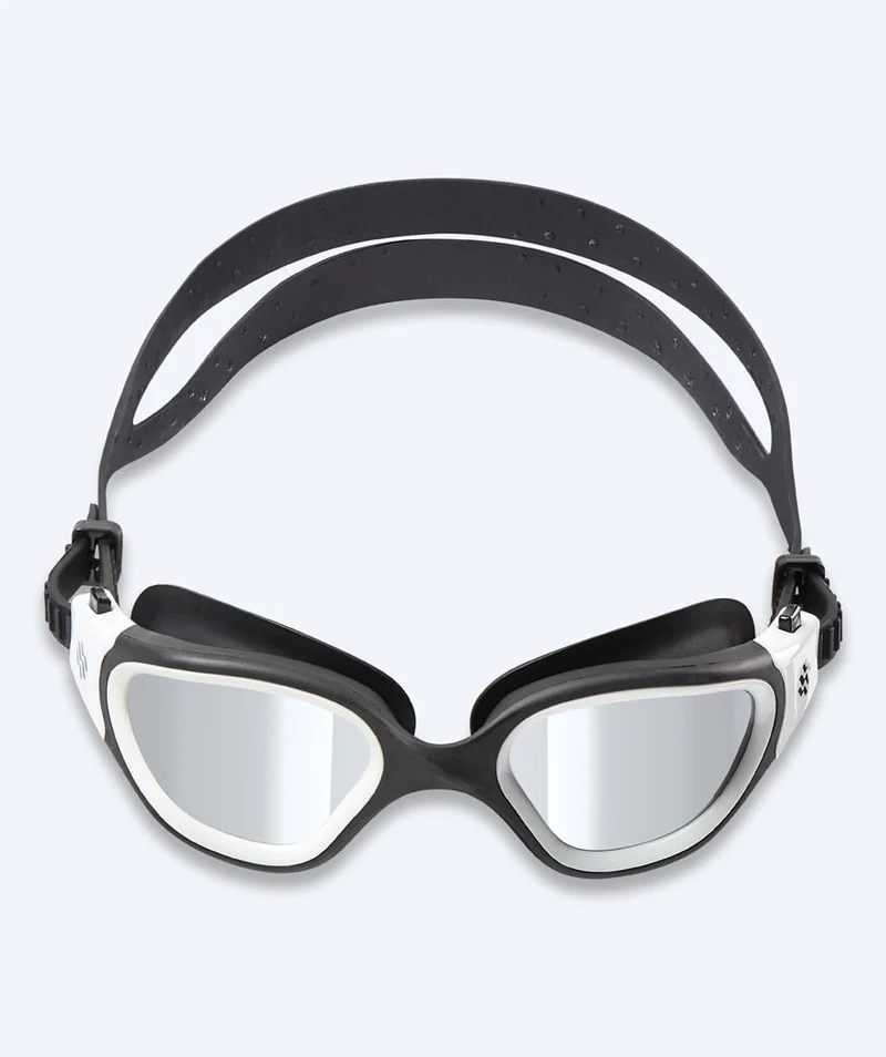 Watery Schwimmbrille für Freizeitschwimmer - Raven Mirror - Schwarz/Weiß