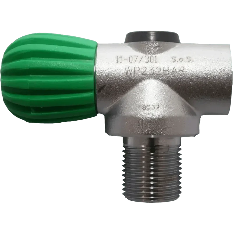 Rebreather Valve M26x2, Handwheel Inline matt chrome M25x2 M26x2 232bar