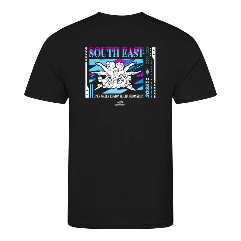Swim England South East Open Water Regional Championships 2025 T-Shirt - Jet Black