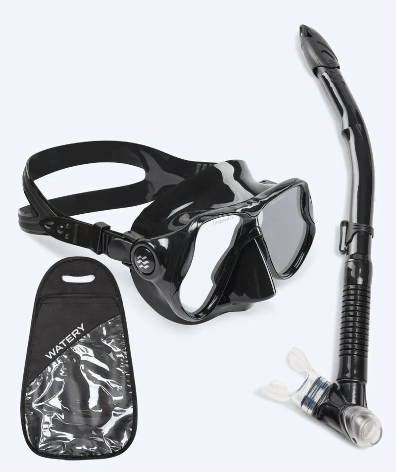 Watery Combo Schnorchelset für Erwachsene - Hudson Semi-Dry - Schwarz