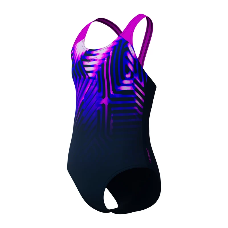 Girls' Digital Placement Splashback Swimsuit - Navy/Pink