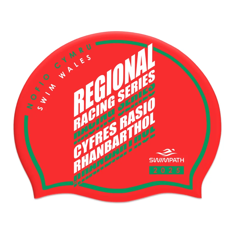 Swim Wales Regional Racing Series 2025 Silicone Suede Swimming Cap - Red