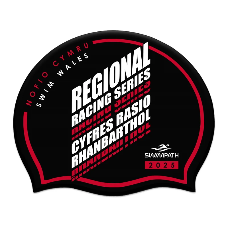 Swim Wales Regional Racing Series 2025 Silicone Suede Swimming Cap - Black