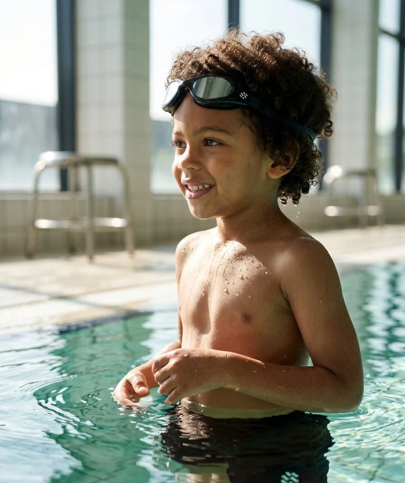 Watery Schwimmbrille für Kinder - Wade Mirror - Schwarz/Silber