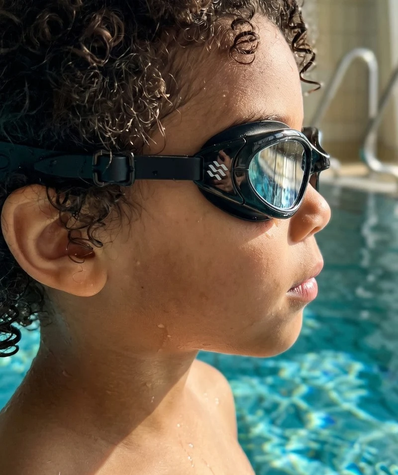 Watery Schwimmbrille für Kinder - Wade Mirror - Schwarz/Silber