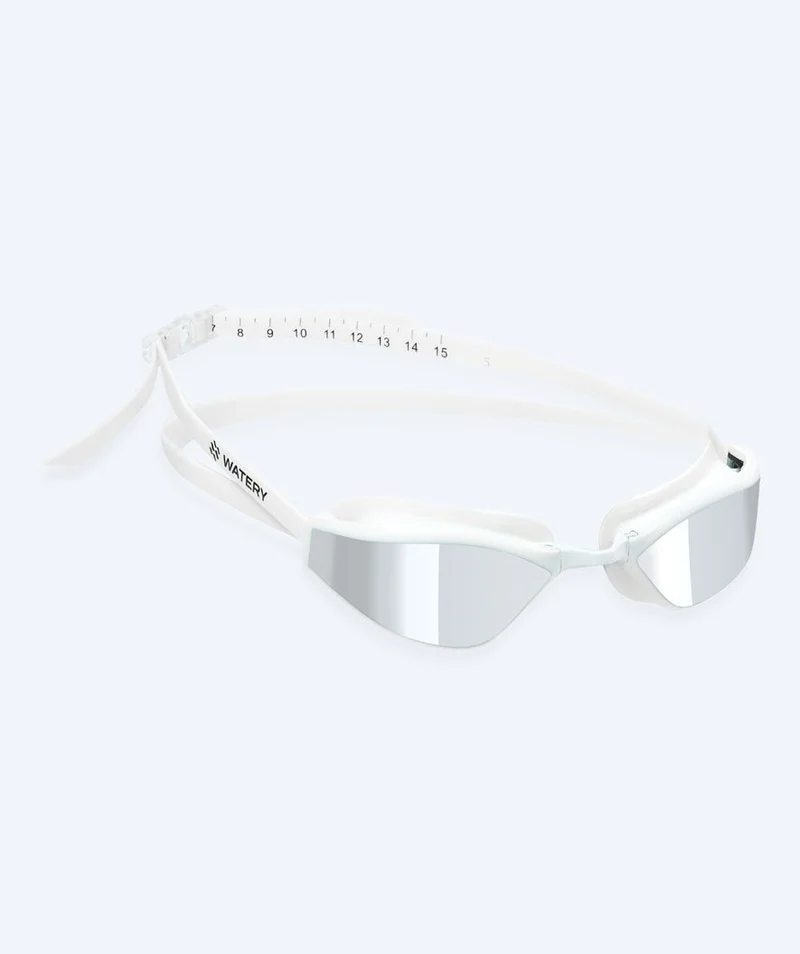 Watery Elite Schwimmbrillen - Storm Racer Mirror - Weiß/Silber