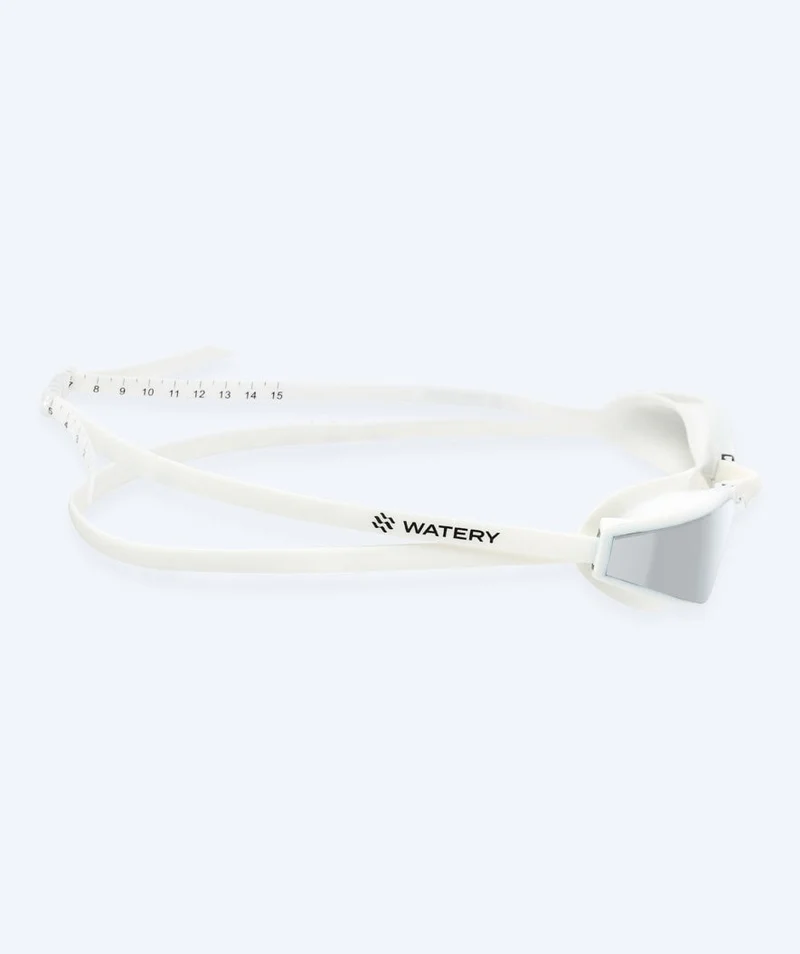 Watery Elite Schwimmbrillen - Storm Racer Mirror - Weiß/Silber