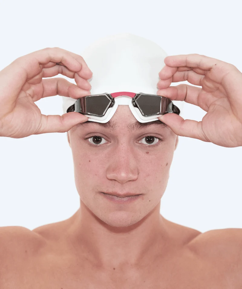 Watery Wettkampf Schwimmbrille - Brooks Mirror - Weiß/Silber