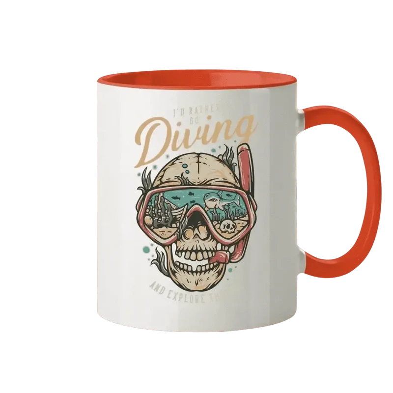 Id rather go diving - Tasse zweifarbig
