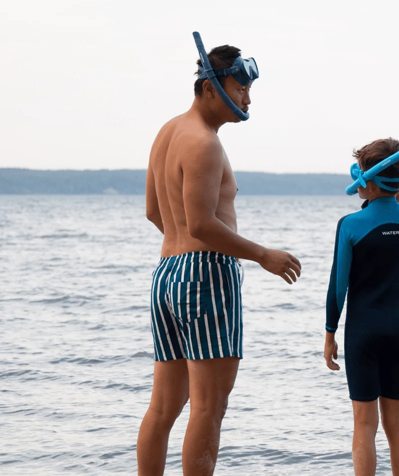 Watery Badeshorts für Herren - Kelvin Eco - Grün/Weiß