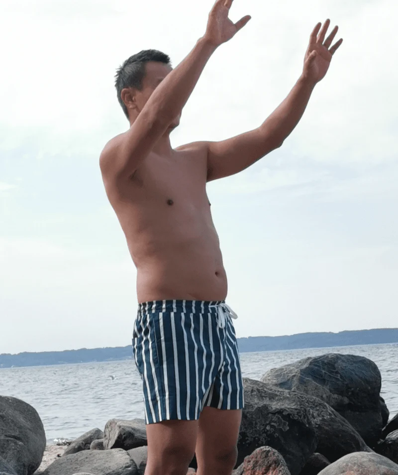 Watery Badeshorts für Herren - Kelvin Eco - Grün/Weiß