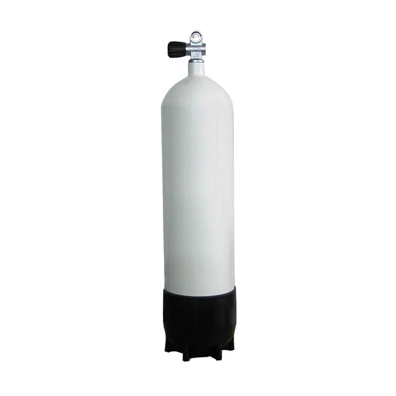 12L Tauchflasche lang 232 Bar weiss mit Monoventil und Standfuß