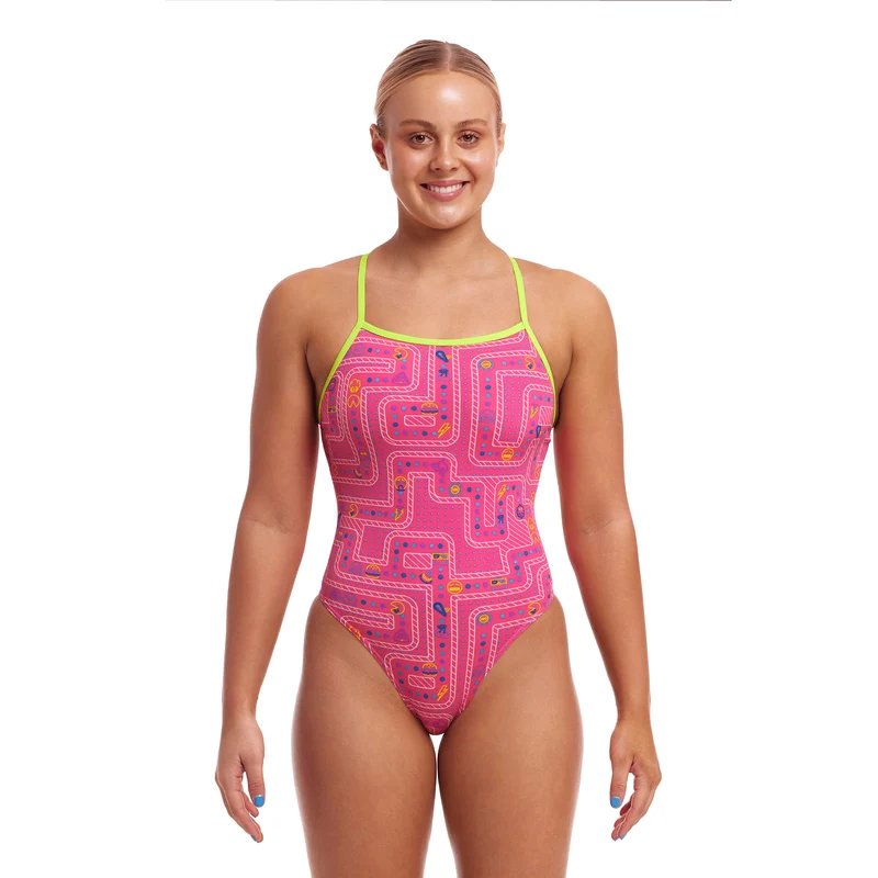 Funkita Packed Pink Tie Me Tight Ladies Swimsuit