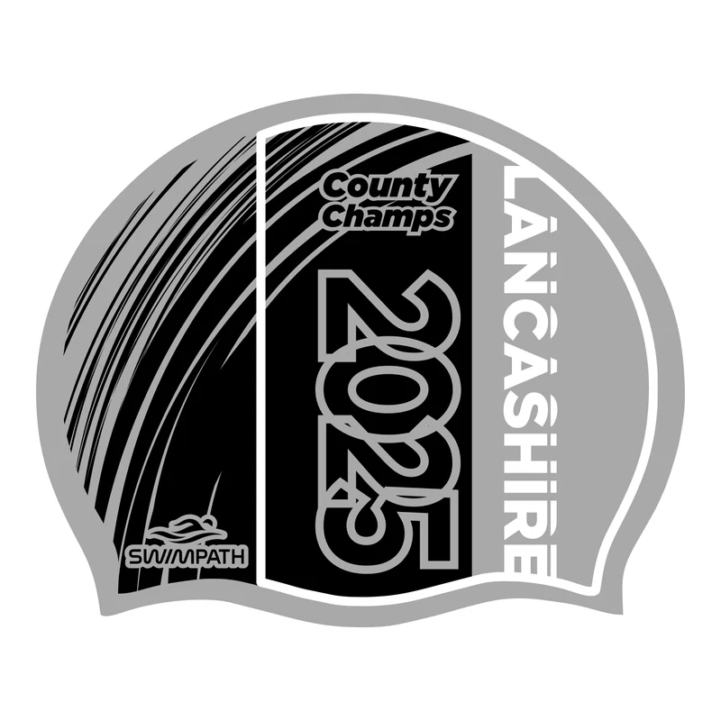 Lancashire County ASA County Championships 2025 Silicone Suede Swimming Cap - Silver