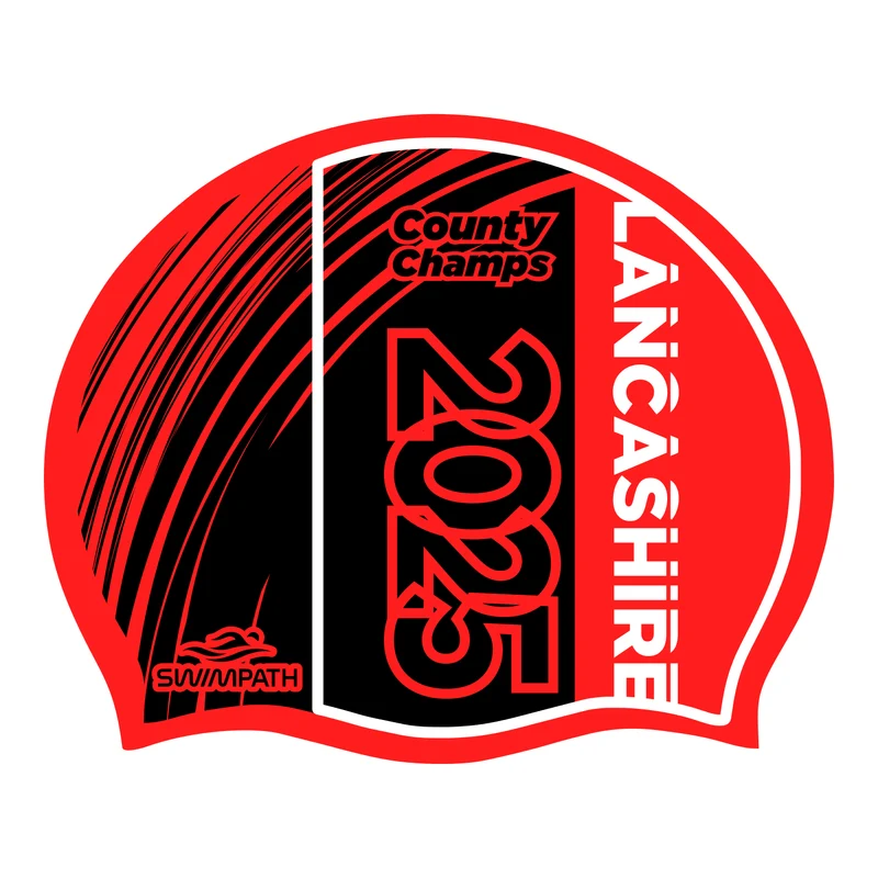 Lancashire County ASA County Championships 2025 Silicone Suede Swimming Cap - Red