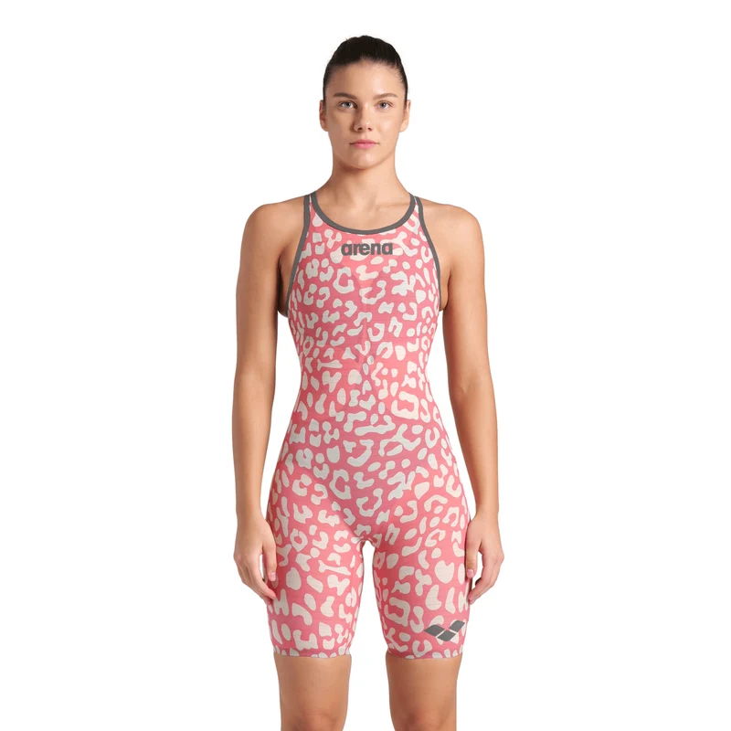 Arena Powerskin Carbon Air 2 Open Back Women's Kneeskin - Limited Edition Leopard Geranium