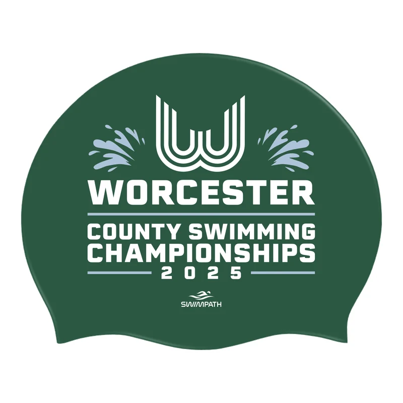 Worcester County ASA County Championships 2025 Silicone Swimming Cap - Dark Green