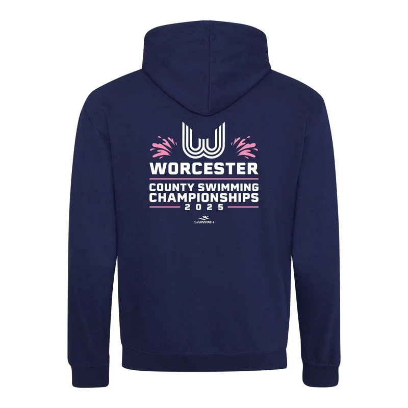 Worcester County ASA County Championships 2025 Hoodie - Oxford Navy / Candyfloss Pink
