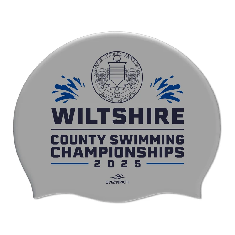 Wiltshire County ASA County Championships 2025 Silicone Suede Swimming Cap - Silver