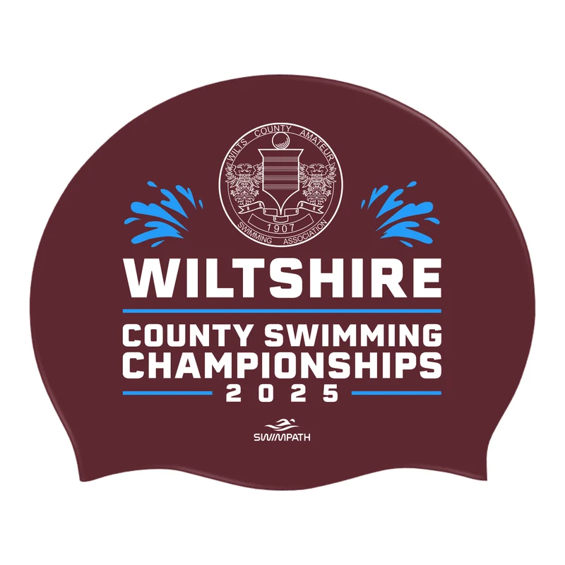 Wiltshire County ASA County Championships 2025 Silicone Swimming Cap - Burgundy