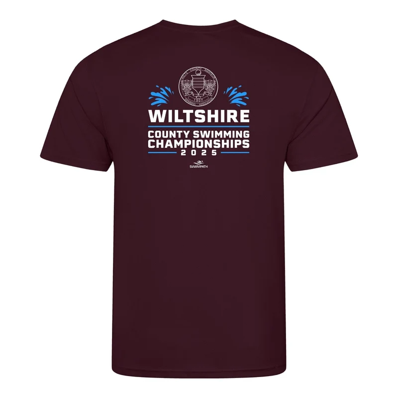 Wiltshire County ASA County Championships 2025 T-Shirt - Burgundy