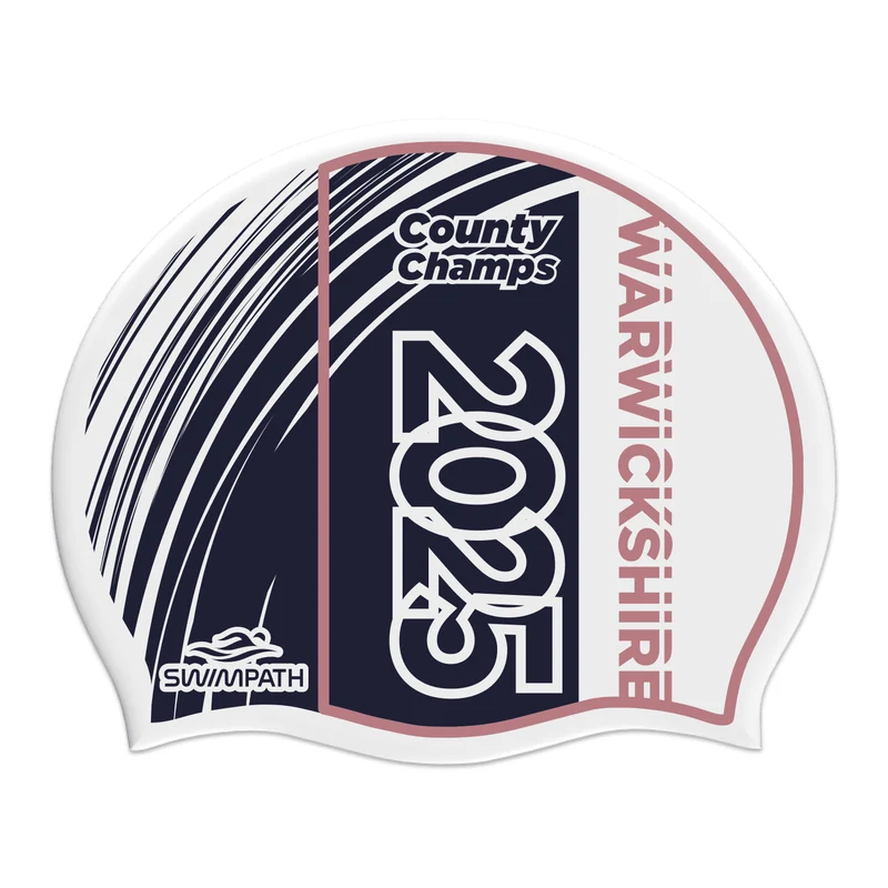 Warwickshire County Championships 2025 Silicone Suede Swimming Cap - White