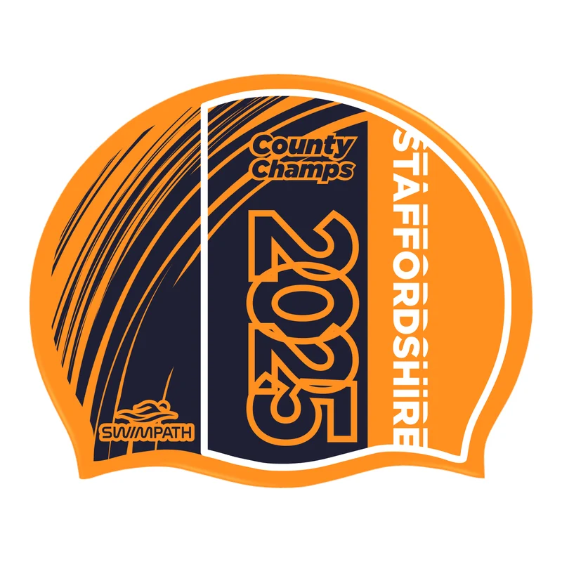 Staffordshire County ASA County Championships 2025 Silicone Swimming Cap - Neon Orange