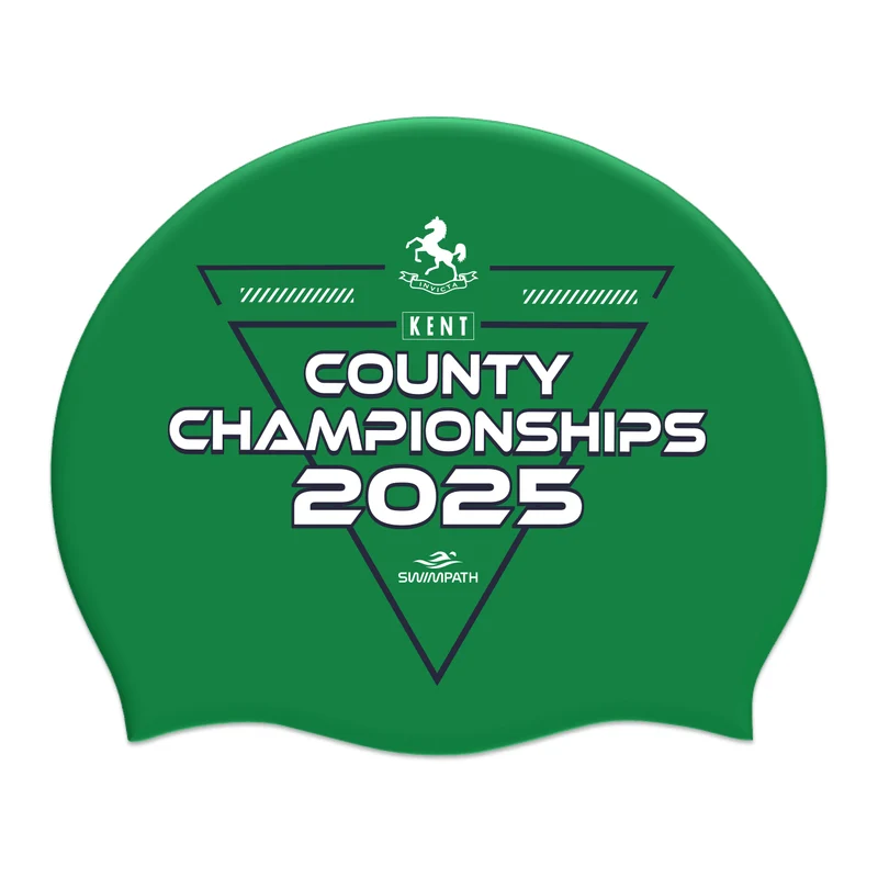 Kent County ASA County Championships 2025 Silicone Suede Swimming Cap - Kelly Green