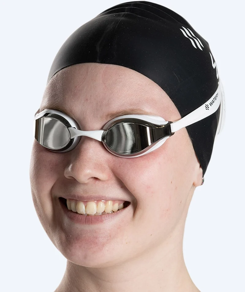 Watery Elite Schwimmbrillen - Poseidon Mirror - Weiß/Silber