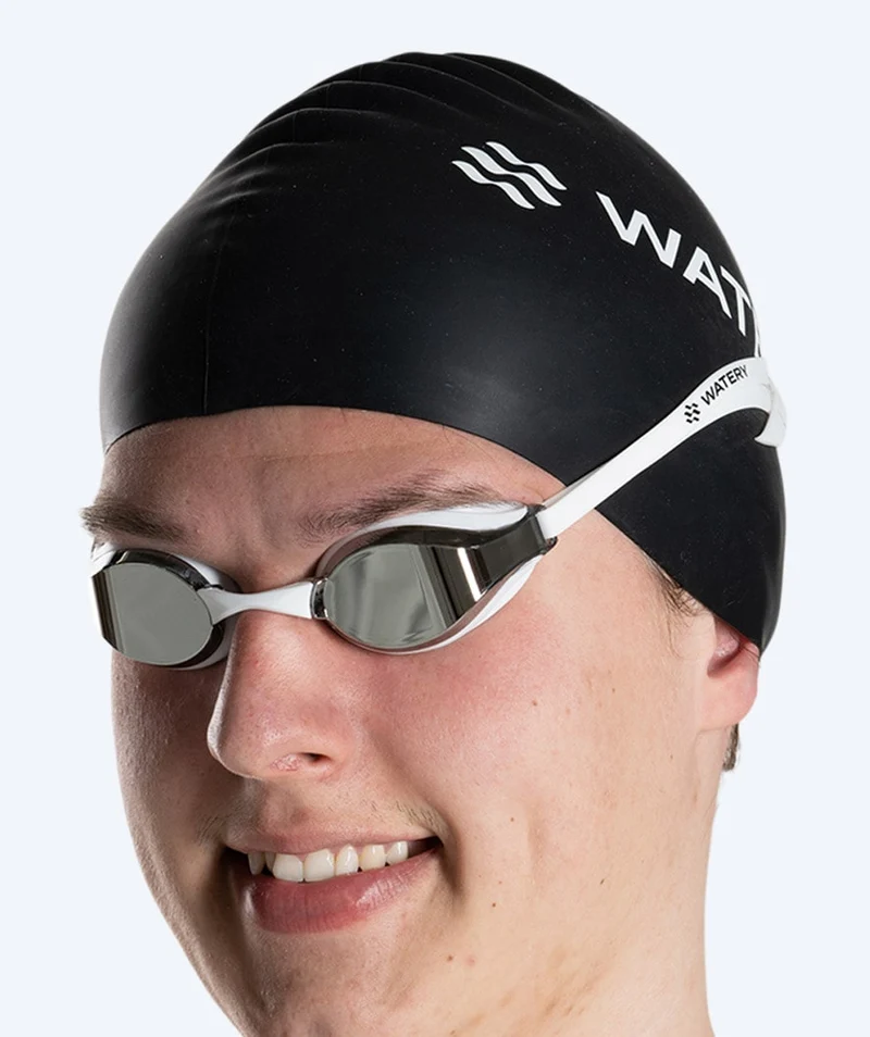 Watery Elite Schwimmbrillen - Poseidon Mirror - Weiß/Silber