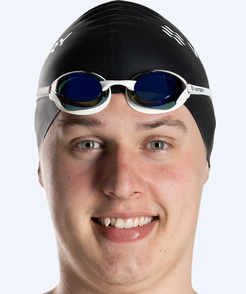Watery Elite Schwimmbrillen - Poseidon Ultra Mirror - Weiß/Blau