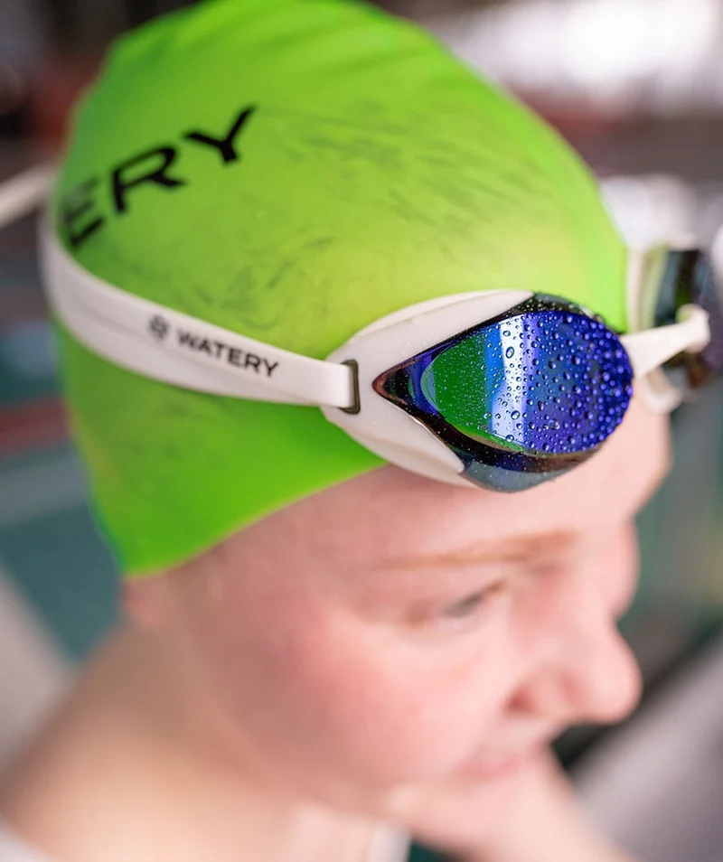 Watery Elite Schwimmbrillen - Poseidon Ultra Mirror - Weiß/Blau