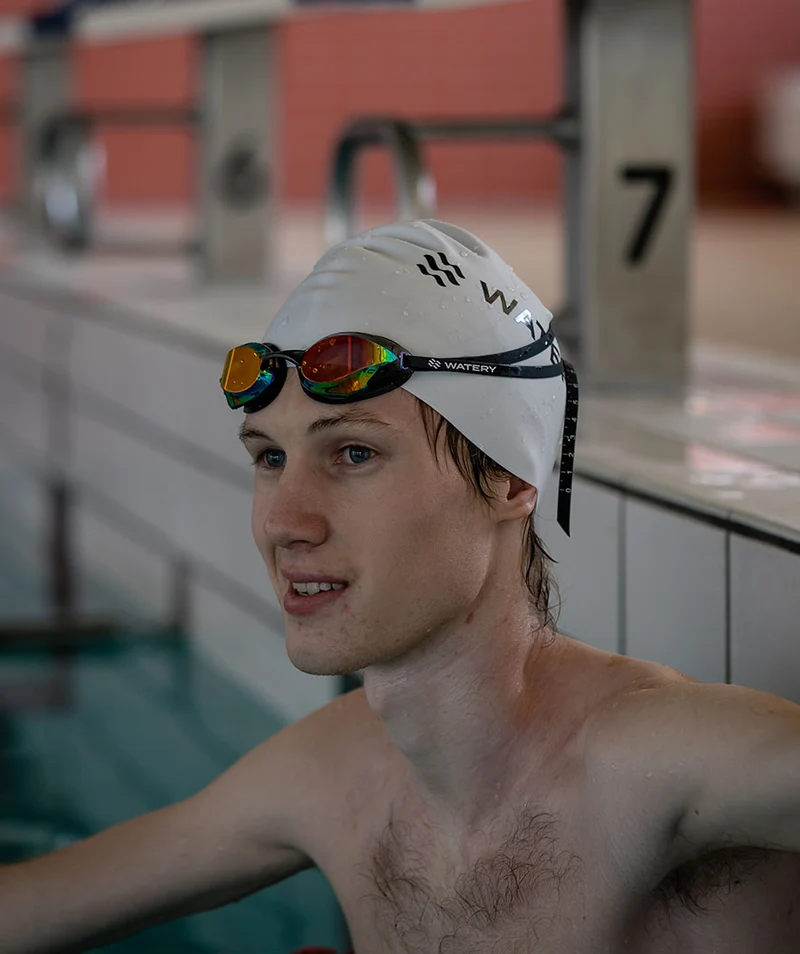 Watery Elite Schwimmbrillen - Poseidon Ultra Mirror - Weiß/Blau