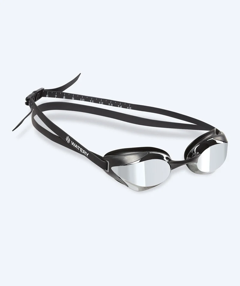 Watery Elite Schwimmbrillen - Poseidon Ultra Mirror - Schwarz/Silber
