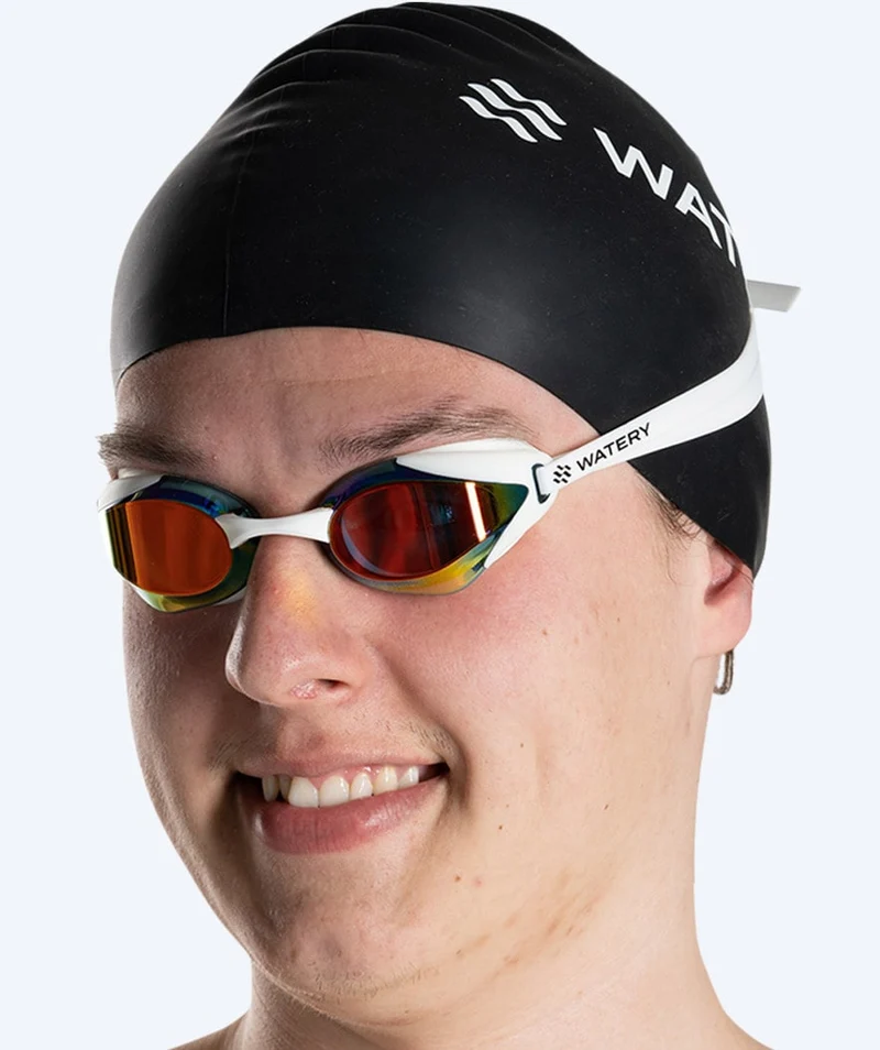 Watery Elite Schwimmbrillen - Poseidon Ultra Mirror - Weiß/Gold