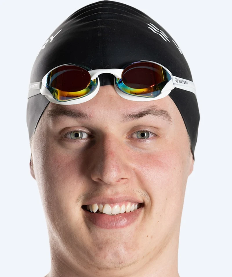 Watery Elite Schwimmbrillen - Poseidon Ultra Mirror - Weiß/Gold