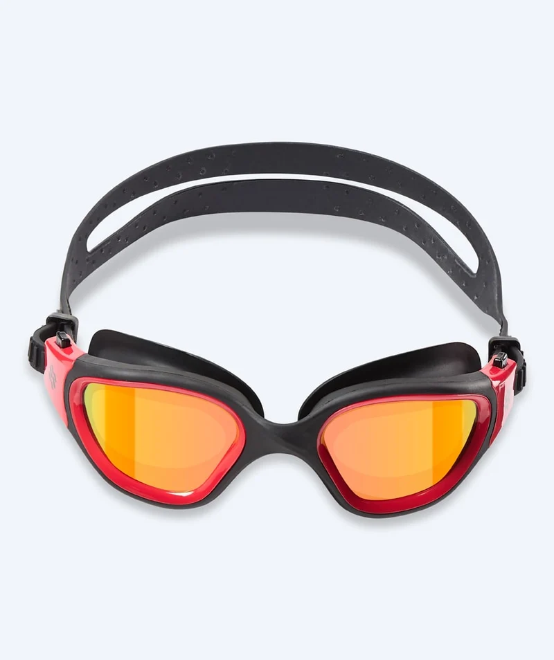 Watery Schwimmbrille für Freizeitschwimmer - Raven Mirror - Schwarz/Rot