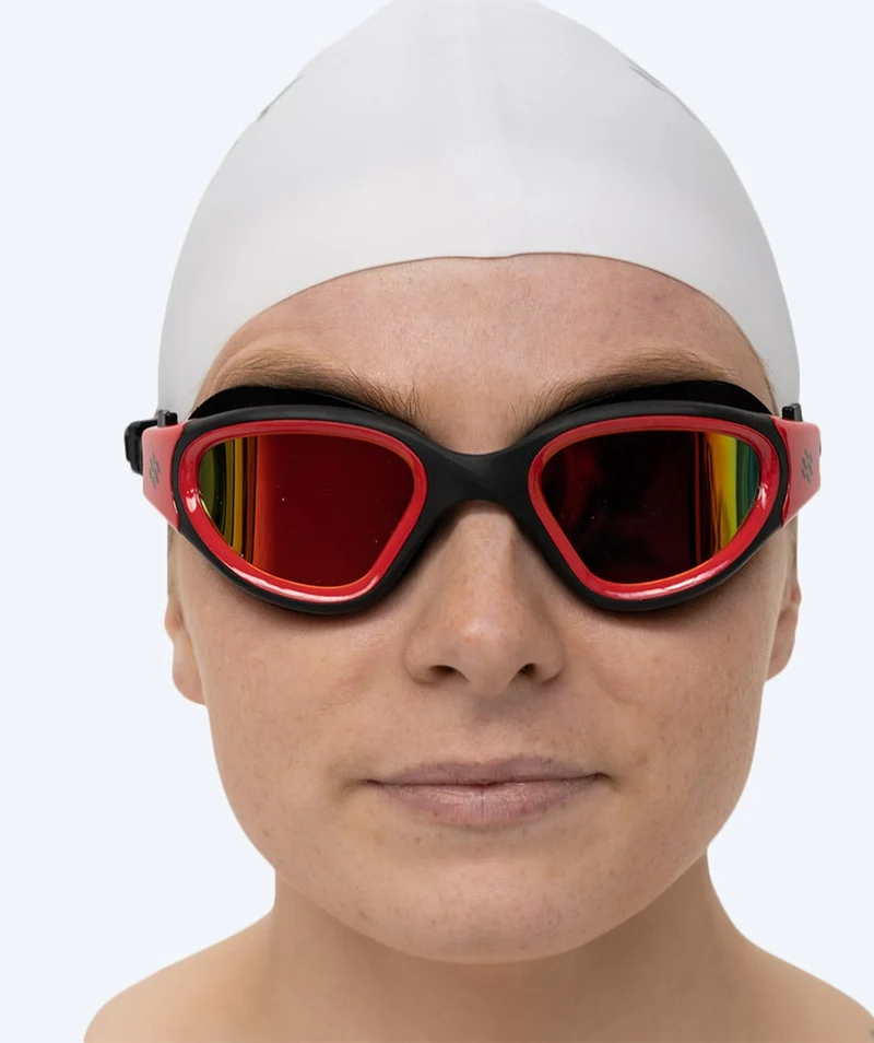 Watery Schwimmbrille für Freizeitschwimmer - Raven Mirror - Schwarz/Rot