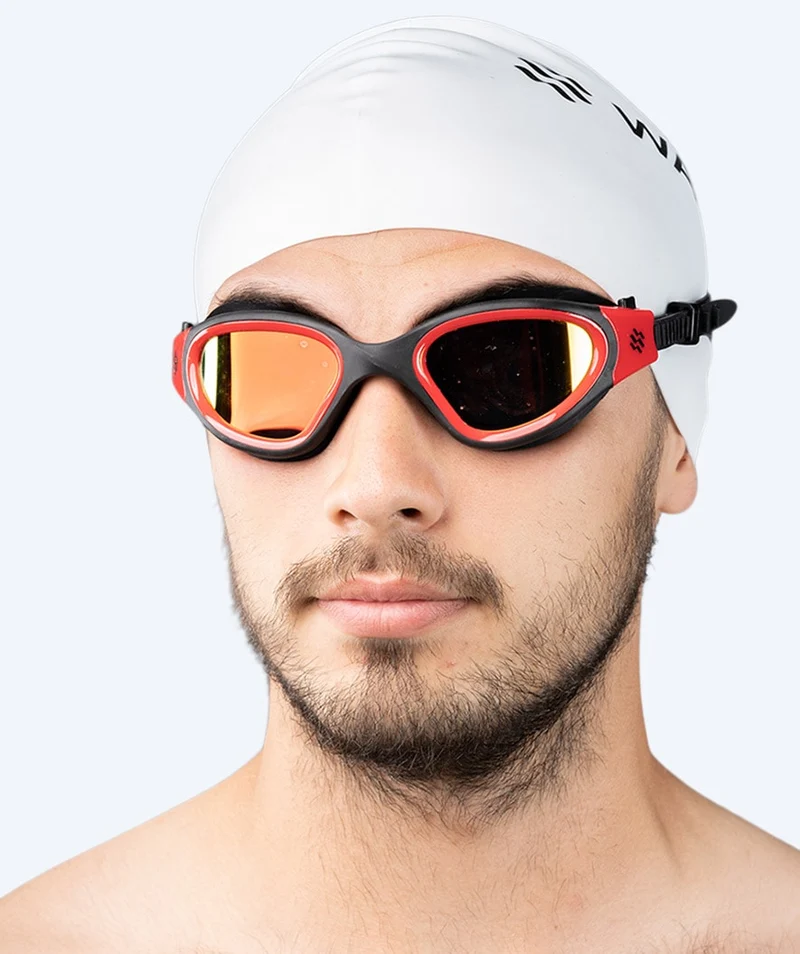 Watery Schwimmbrille für Freizeitschwimmer - Raven Mirror - Schwarz/Rot