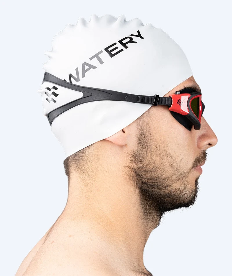 Watery Schwimmbrille für Freizeitschwimmer - Raven Mirror - Schwarz/Rot