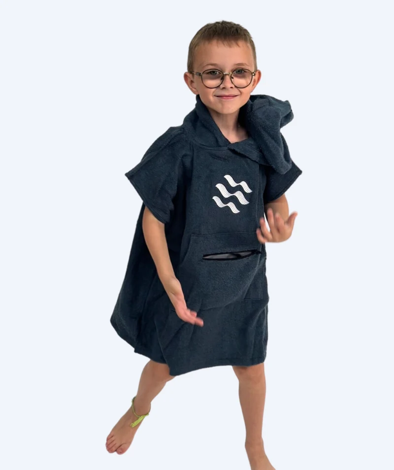 Watery Badeponcho für Kinder (1-6) - Baumwolle - Dunkelblau