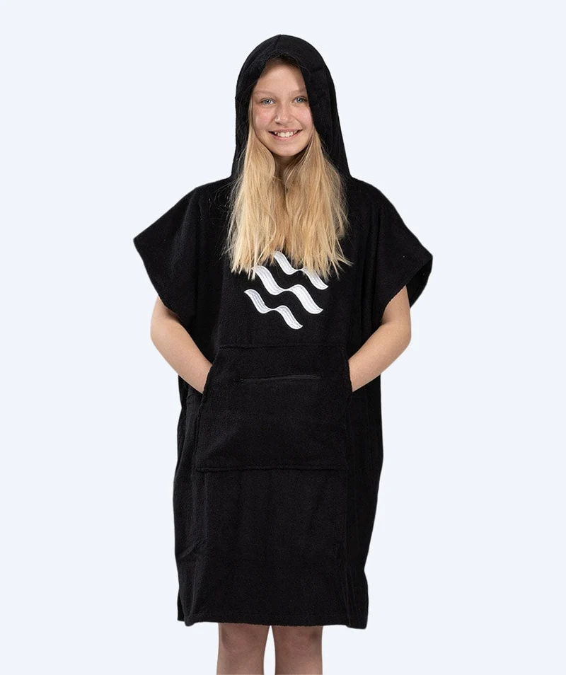 Watery Badeponcho für Junioren (6-15) - Baumwolle - Schwarz