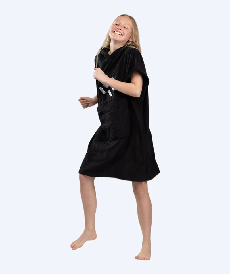 Watery Badeponcho für Junioren (6-15) - Baumwolle - Schwarz