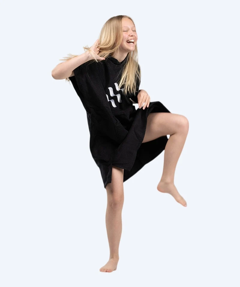Watery Badeponcho für Junioren (6-15) - Baumwolle - Schwarz