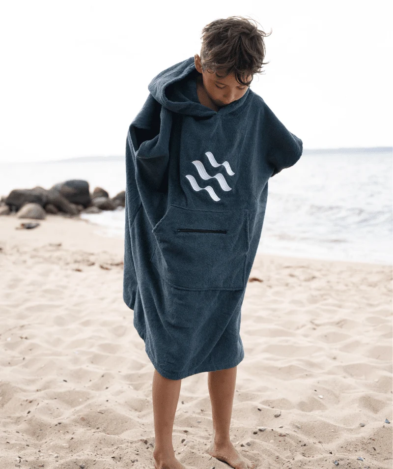 Watery Badeponcho für Junioren (6-15) - Baumwolle - Schwarz