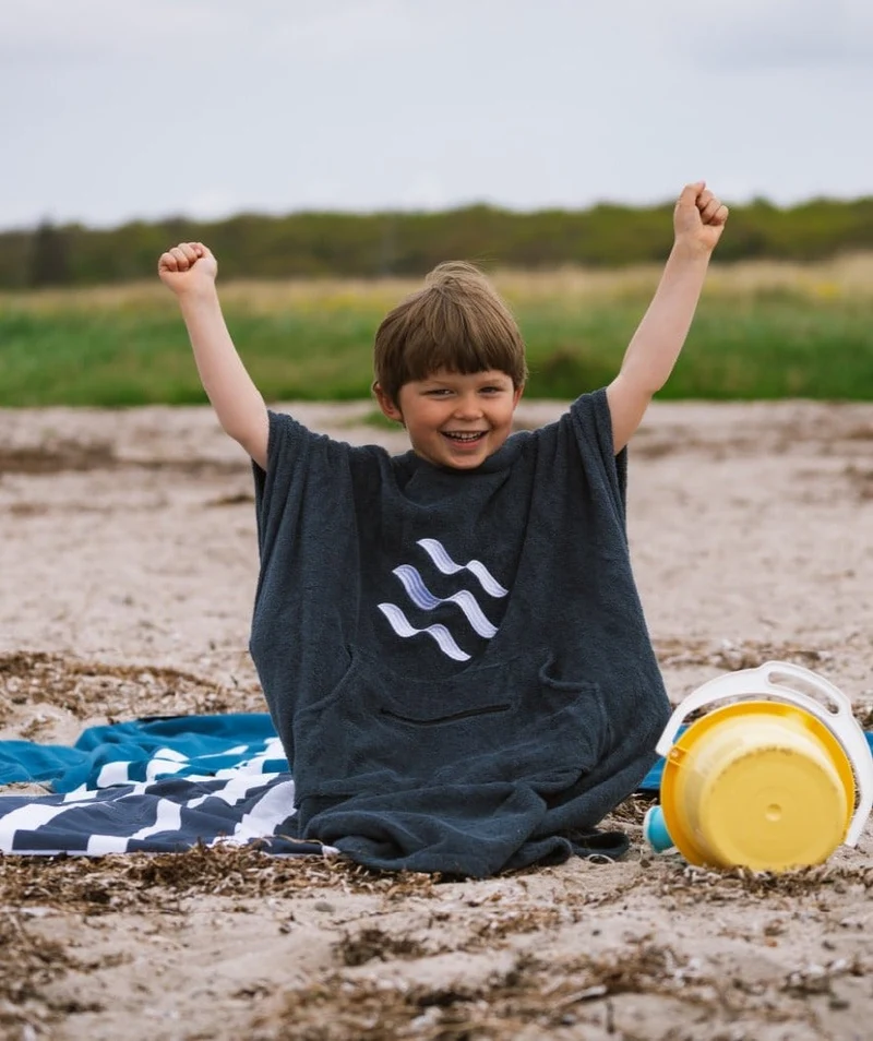 Watery Badeponcho für Junioren (6-15) - Baumwolle - Schwarz