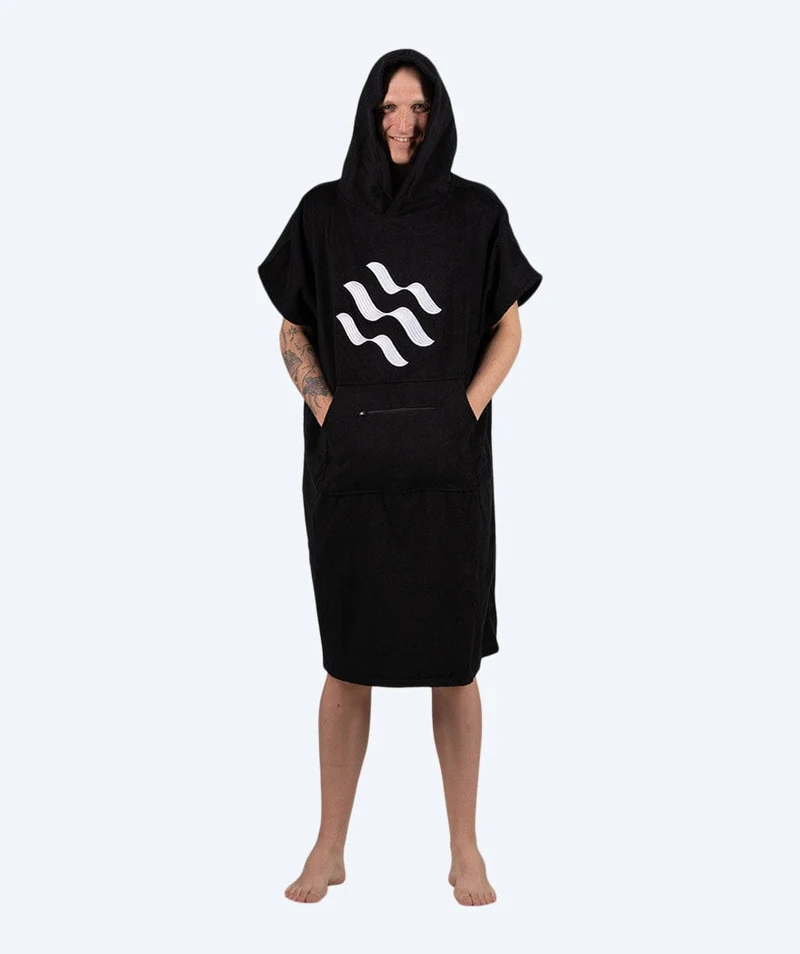Watery Badeponcho für Erwachsene - Baumwolle - Schwarz