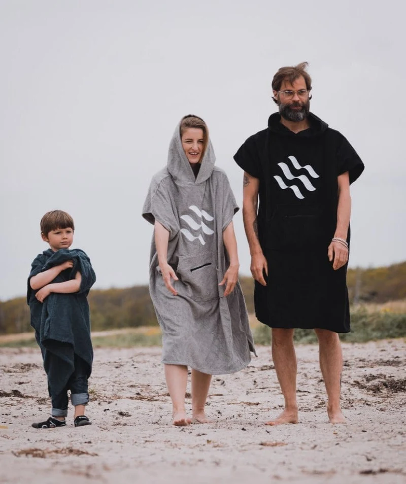 Watery Badeponcho für Erwachsene - Baumwolle - Schwarz