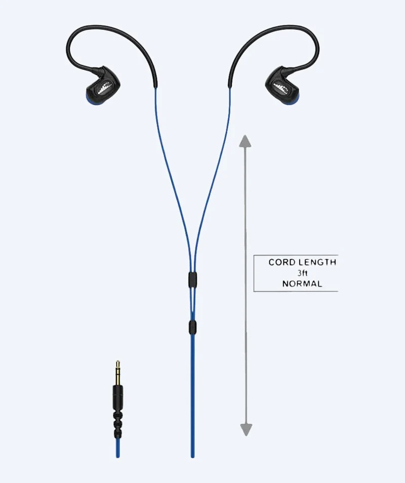 H2OAudio wasserdichte Kopfhörer - Surge SX10 Lange Schnur - Blau