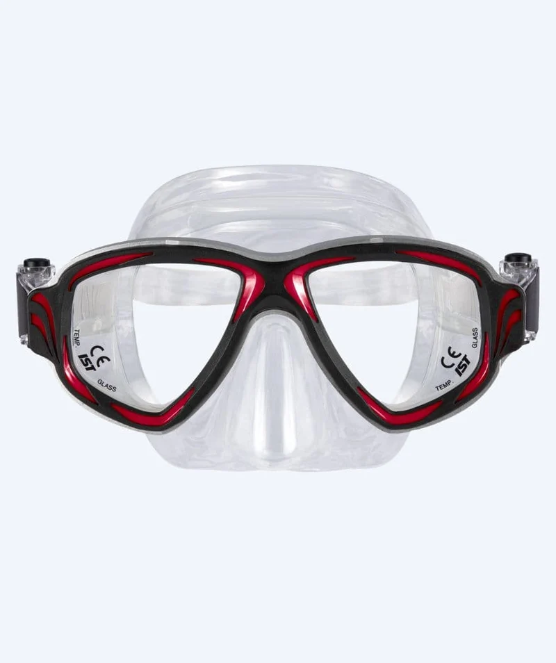 Primotec Tauchmaske mit Sehstärke - M200 (+1.0 – -8.0) - Schwarz/Rot